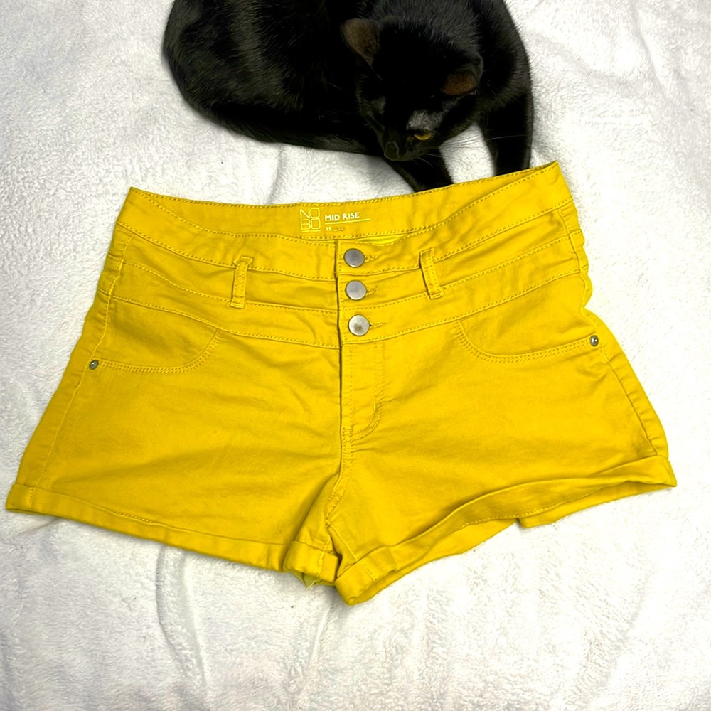Size 15 mid rise yellow shorts